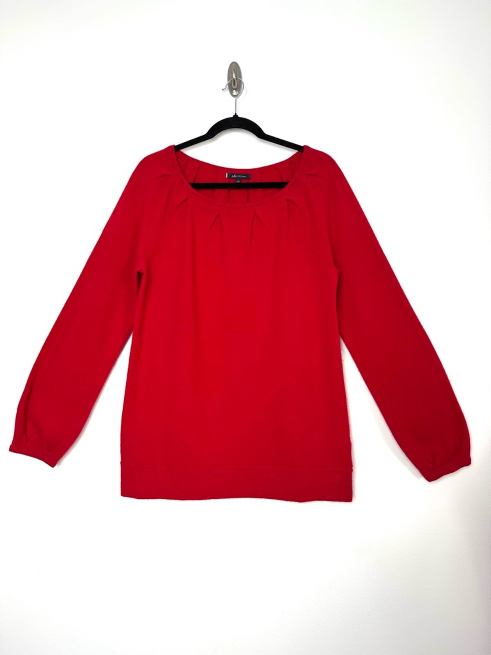 Quiet Luxury 100% Cashmere Red Sweater Pleated Old Money Heritage Preppy Luxe